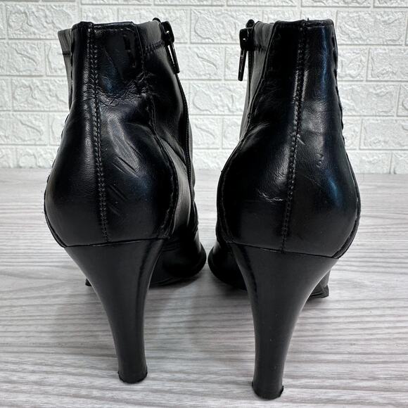 Franco Sarto Ankle Boots WMNS 5.5M Black Leather Side Zip Stiletto Pointed Toe - Picture 3 of 11